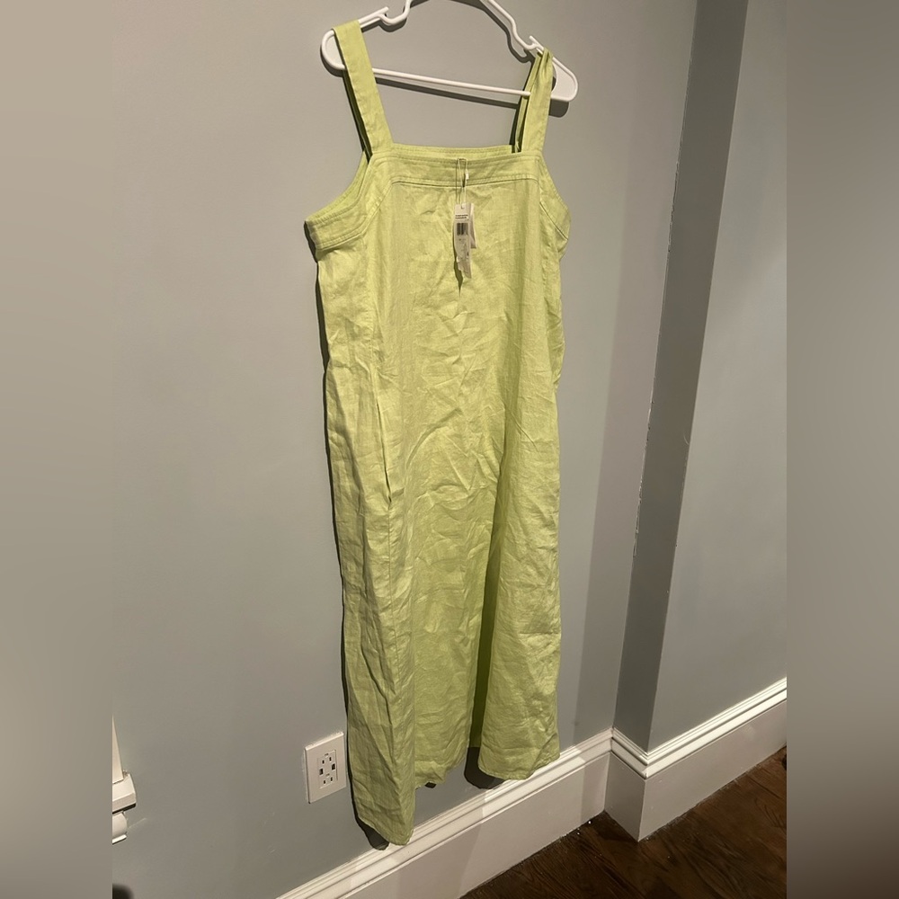 NWT Eileen Fisher honeydew bio linen flowy long dress.